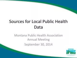 Sources for Local Public Health Data