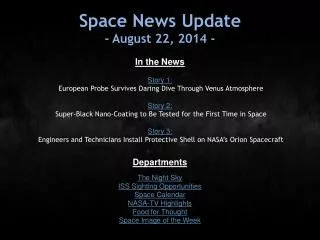 Space News Update - August 22, 2014 -