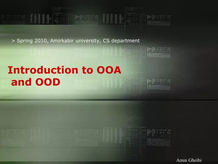 introduction to ooa and ood