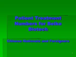 Patient Treatment Numbers for Beike Biotech