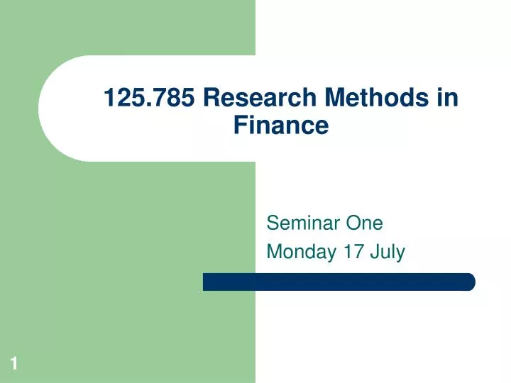 125 785 research methods in finance