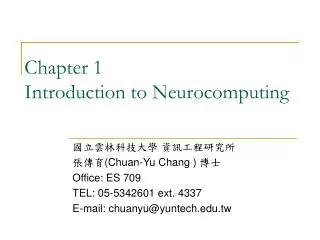 Chapter 1 Introduction to Neurocomputing