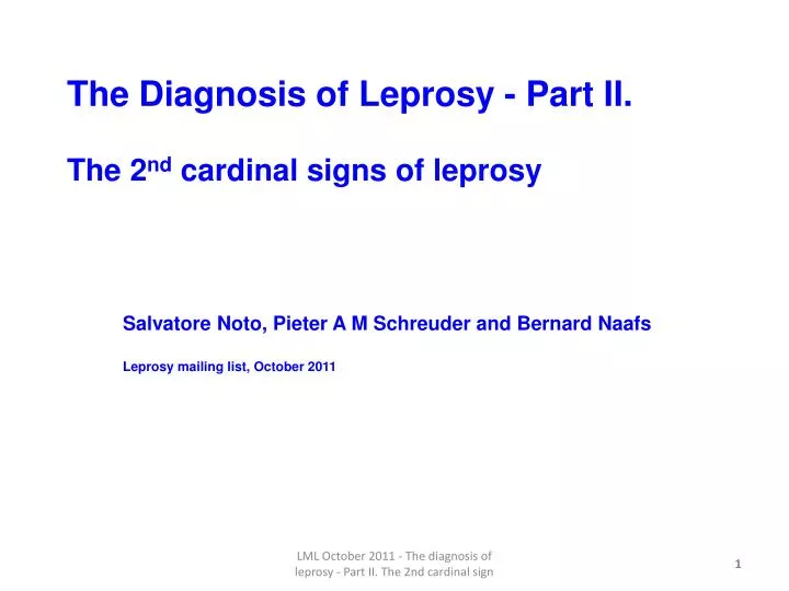 the diagnosis of leprosy part ii the 2 nd cardinal signs of leprosy