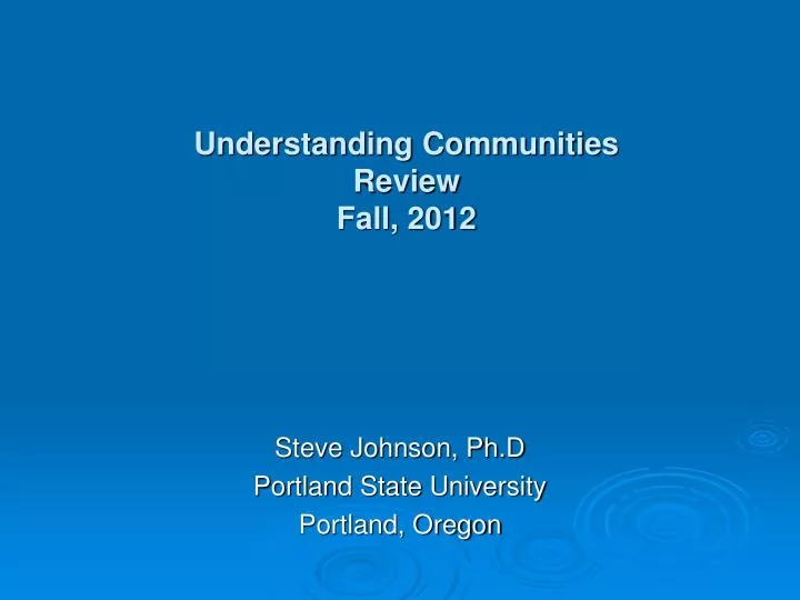 understanding communities review fall 2012