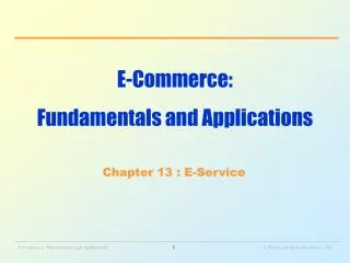 E-Commerce: Fundamentals and Applications