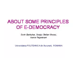 ABOUT SOME PRINCIPLES OF E-DEMOCRACY