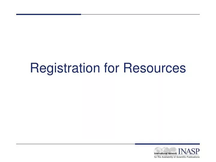 registration for resources