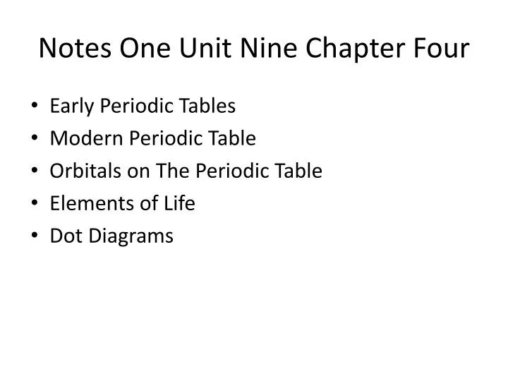 notes one unit nine chapter four