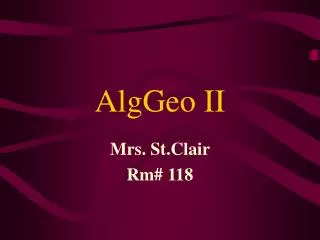 AlgGeo II