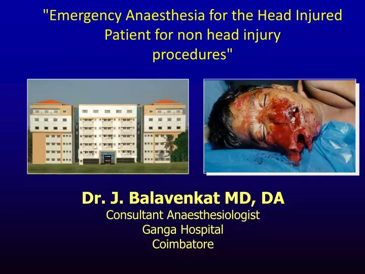 emergency anaesthesia for the head injured patient for non head injury procedures