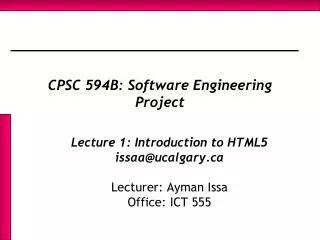 CPSC 594B: Software Engineering Project
