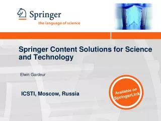 Springer Content Solutions for Science and Technology