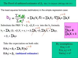 The Proof of unbiased estimator of ? 2 (Ref. To Gujarati (2003)pp.100-101)