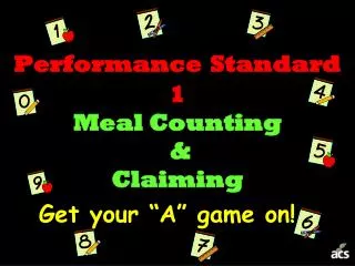 Performance Standard 1 Meal Counting &amp; Claiming