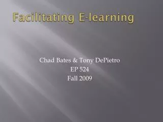 Facilitating E-learning