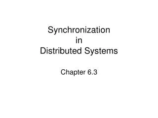 Synchronization in Distributed Systems