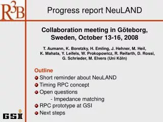 Progress report NeuLAND