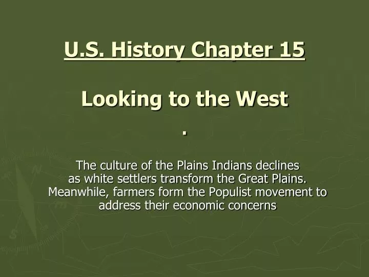 u s history chapter 15 looking to the west