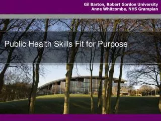 Public Health Skills Fit for Purpose