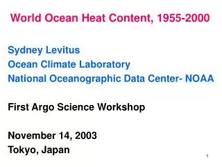 World Ocean Heat Content, 1955-2000