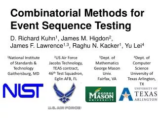 Combinatorial Methods for Event Sequence Testing