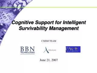 Cognitive Support for Intelligent Survivability Management