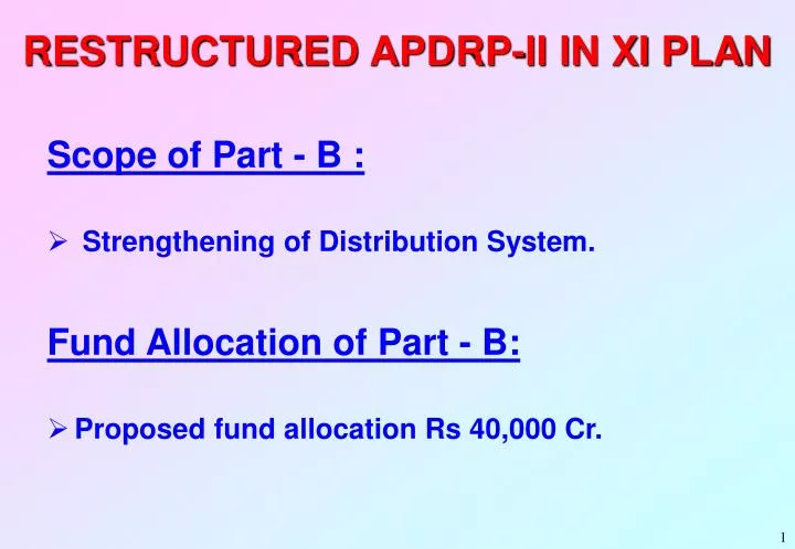 restructured apdrp ii in xi plan