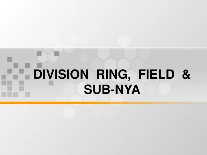 division ring field sub nya