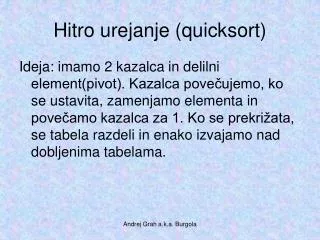 hitro urejanje quicksort