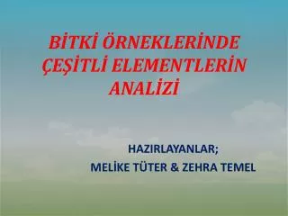 b tk rnekler nde e tl elementler n anal z