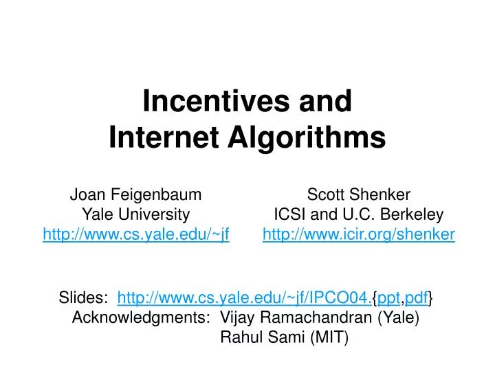 incentives and internet algorithms