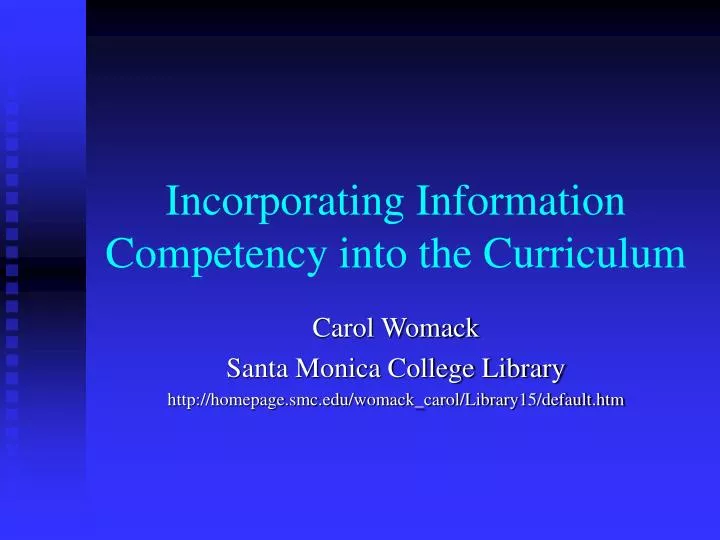 incorporating information competency into the curriculum