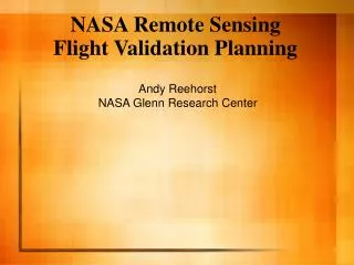 NASA Remote Sensing Flight Validation Planning