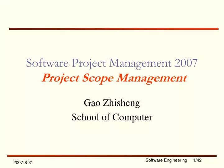 software project management 2007 project scope management