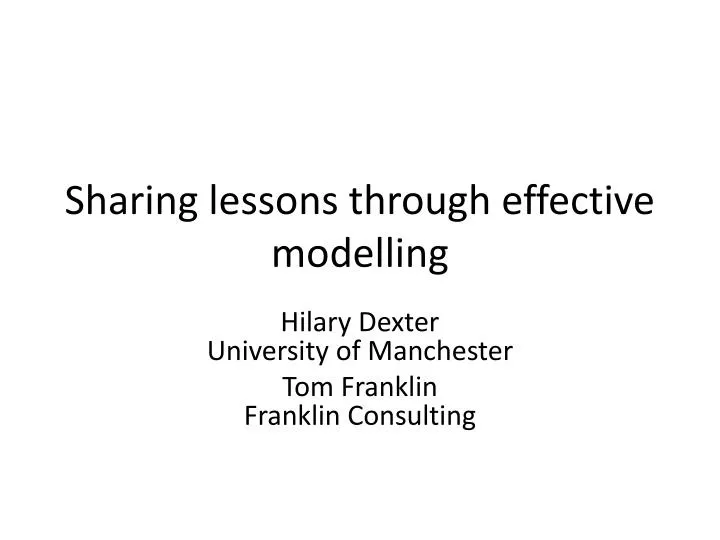 sharing lessons through effective modelling