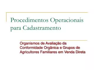 procedimentos operacionais para cadastramento