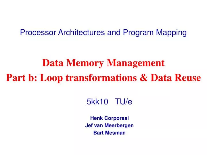 processor architectures and program mapping