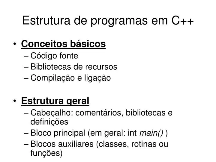 estrutura de programas em c