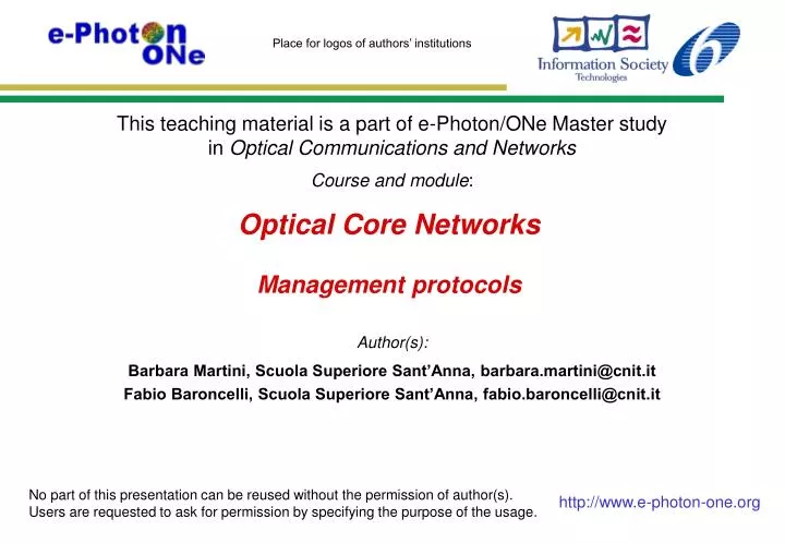 optical core networks management protocols