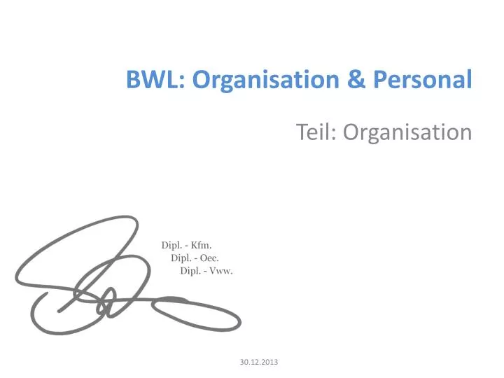 bwl organisation personal