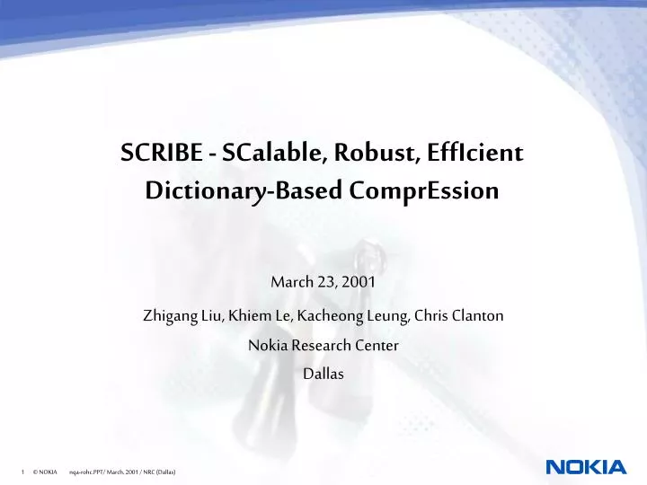 scribe scalable robust efficient dictionary based compression