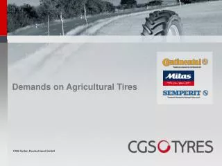 Demands on Agricultural Tires