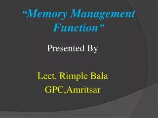 memory management function