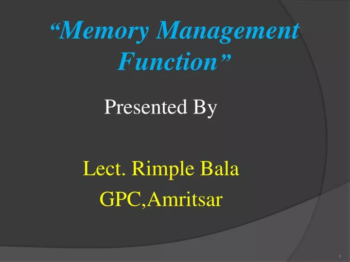 memory management function