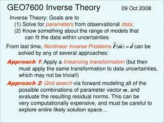 GEO7600 Inverse Theory 09 Oct 2008