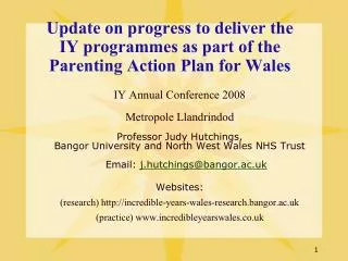 update on progress to deliver the iy programmes as part of the parenting action plan for wales