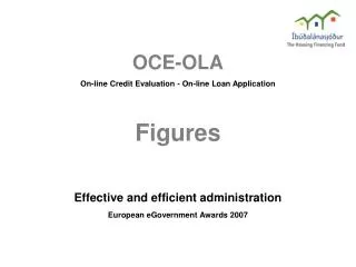 OCE-OLA On-line Credit Evaluation - On-line Loan Application Figures