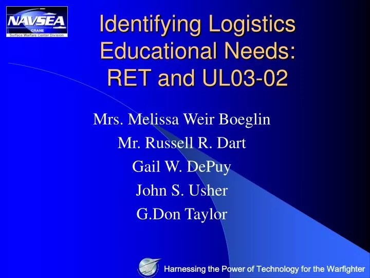 identifying logistics educational needs ret and ul03 02