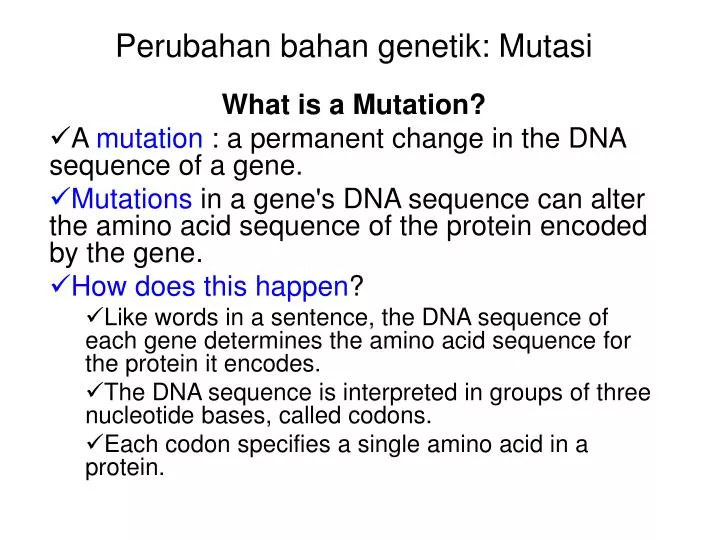 perubahan bahan genetik mutasi