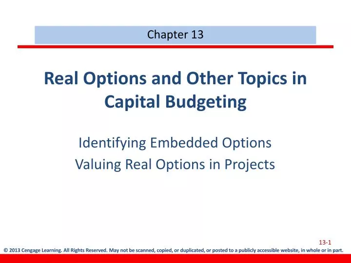 real options and other topics in capital budgeting
